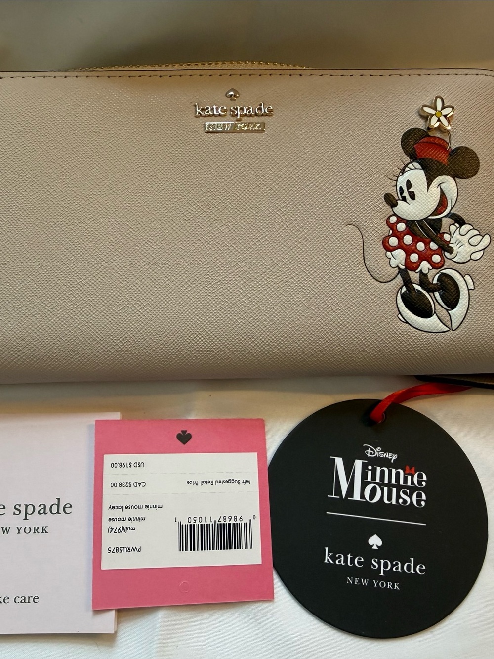 NWT Disney x Kate Spade New York Minnie Mouse Lacey Zip Around Wallet PWRU5875